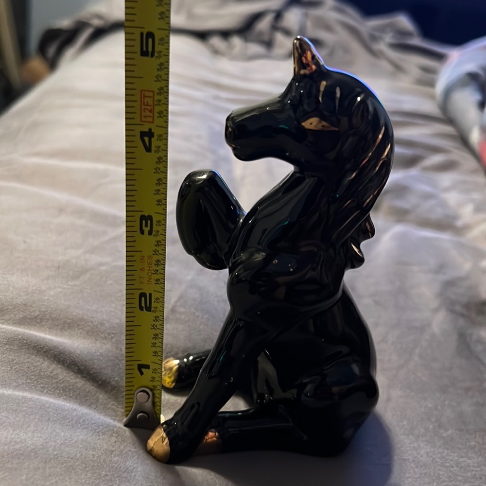Vintage 1950s hand painted gold accented porcelain unicorn figurine